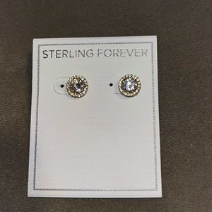 Shine by sterling silver forever CZ Halo stud earrings